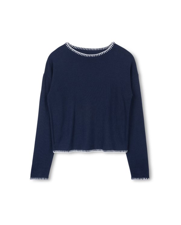 Crew Neck Sweater With Stitch Seams Hot on Sale - Image 2