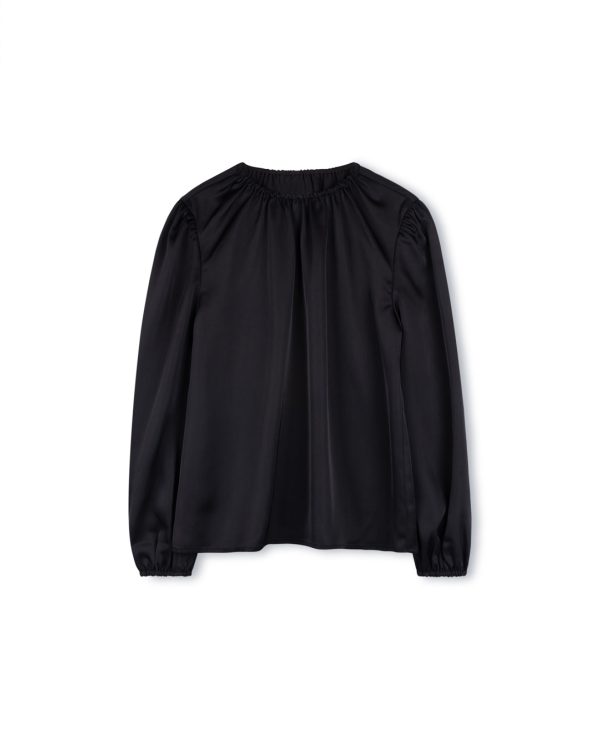 Gathered Crewneck Silk Blouse Fashion - Image 2