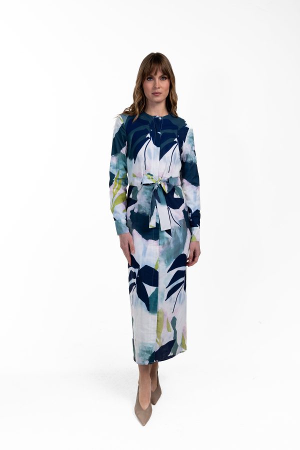 Colorful Self Belt Dress Hot on Sale - Image 2