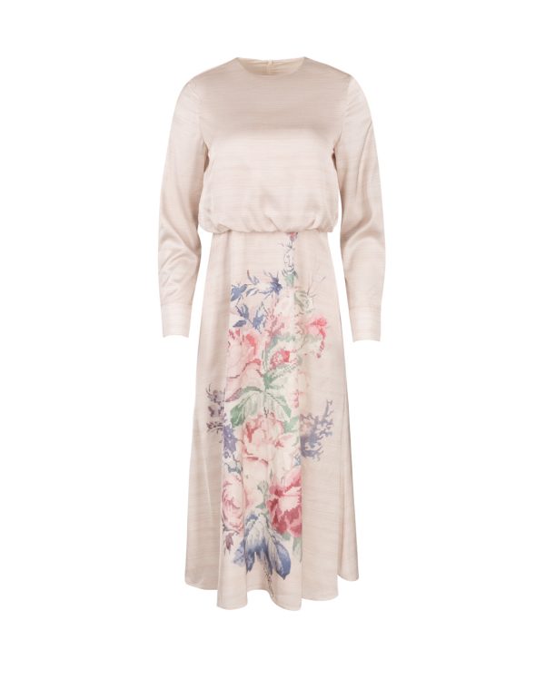 Midi Dress With large Floral Print Online Sale