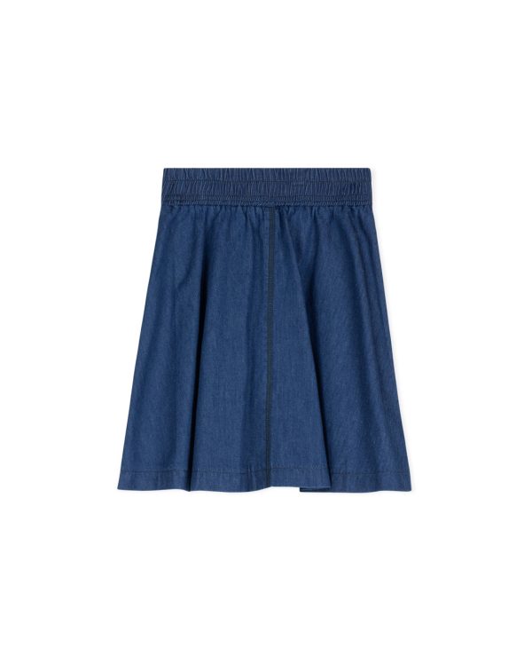 Chambray Denim Flare Short Skirt Hot on Sale - Image 2