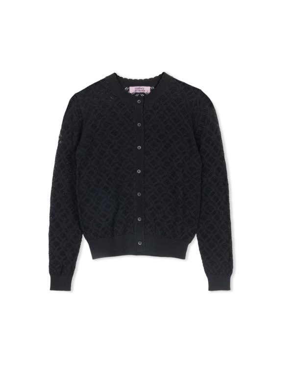 Pointelle Knit Scalloped Trim Cardigan Sale - Image 4