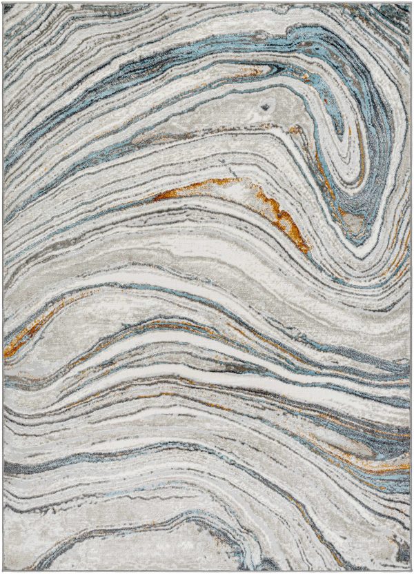Sample Gregg Gray & Blue Marble Area Rug Sale