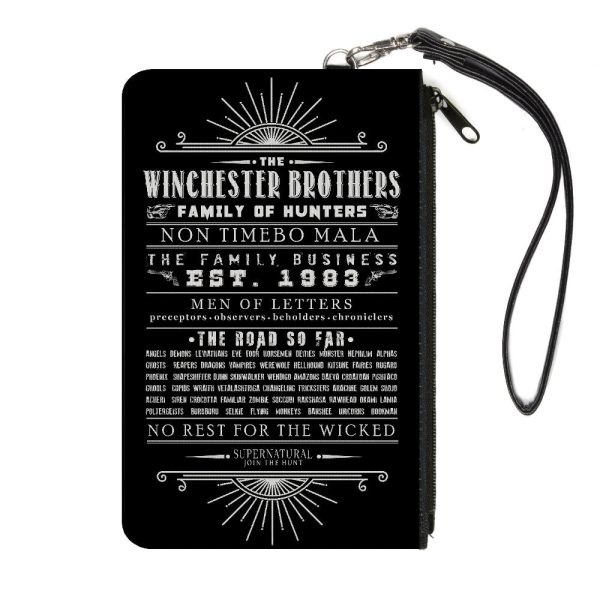 Canvas Zipper Wallet - SMALL - Supernatural Quotes Scroll Black White Discount