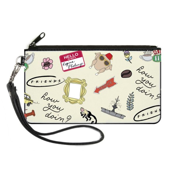 Canvas Zipper Wallet - LARGE - FRIENDS Show Icons Collage White Supply